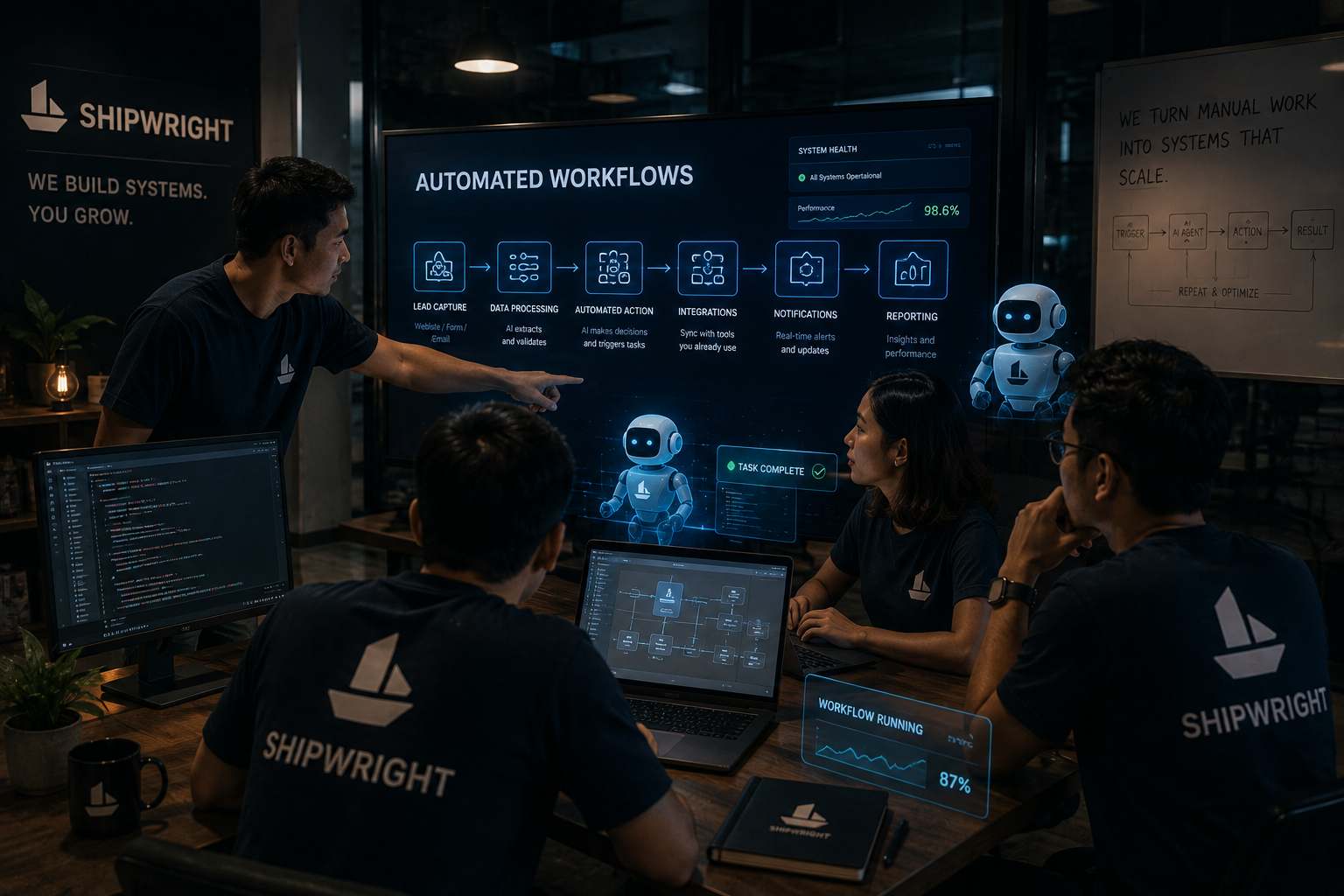 A team reviews an automated workflow.